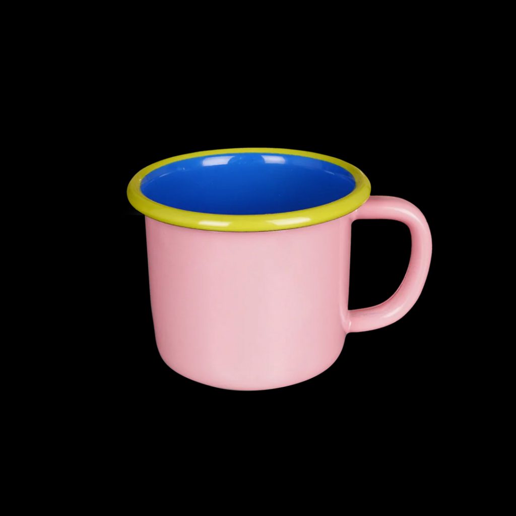 Bornn - Mug Soft Pink and Electric Blue with Chartreuse Rim