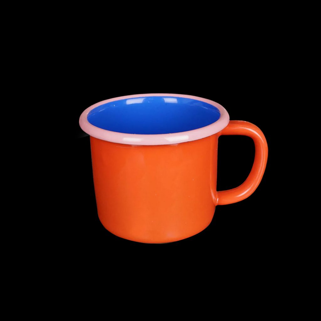 Bornn - Mug - Coral and Electric Blue with Soft Pink rim