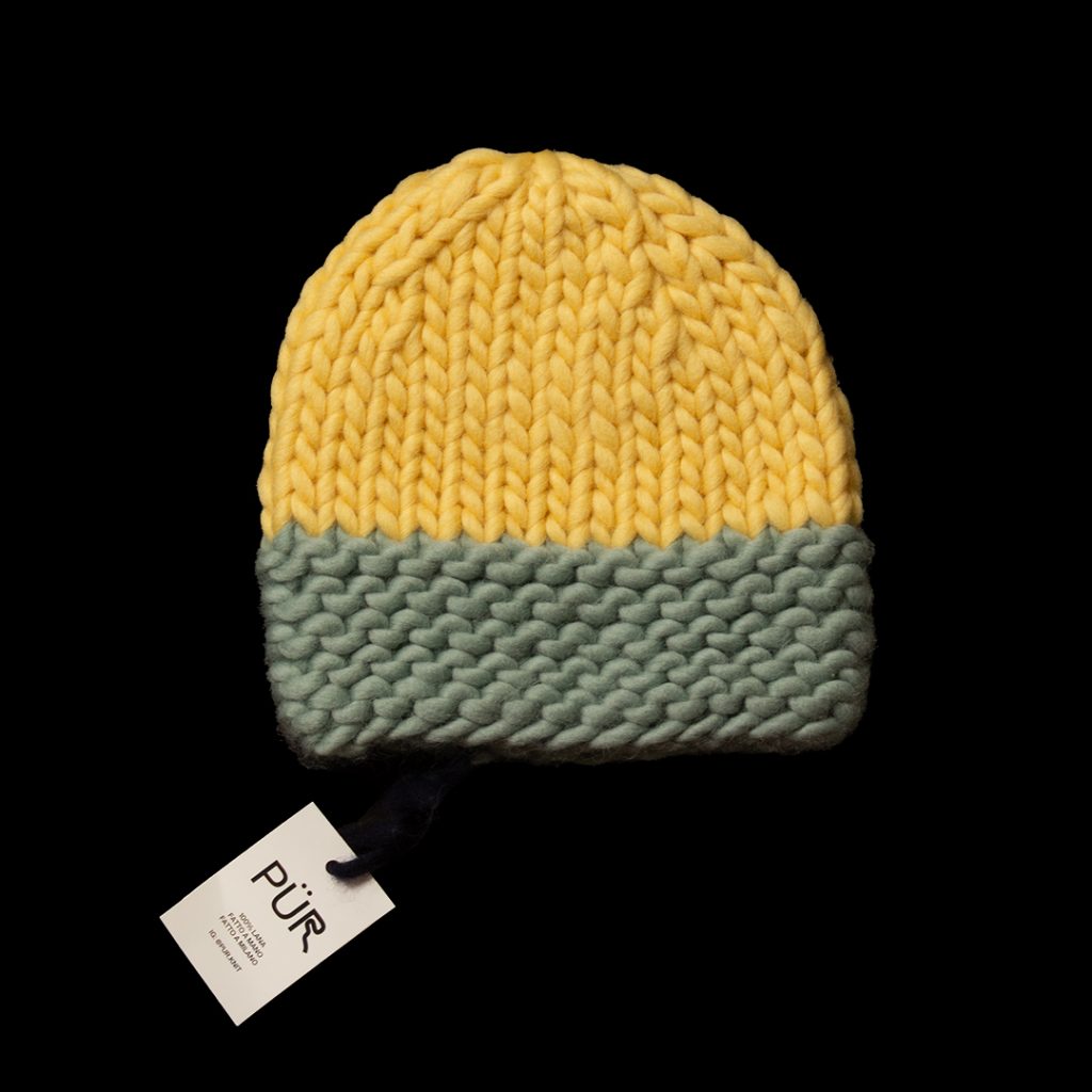 Pür beanie – Yellow and sage green